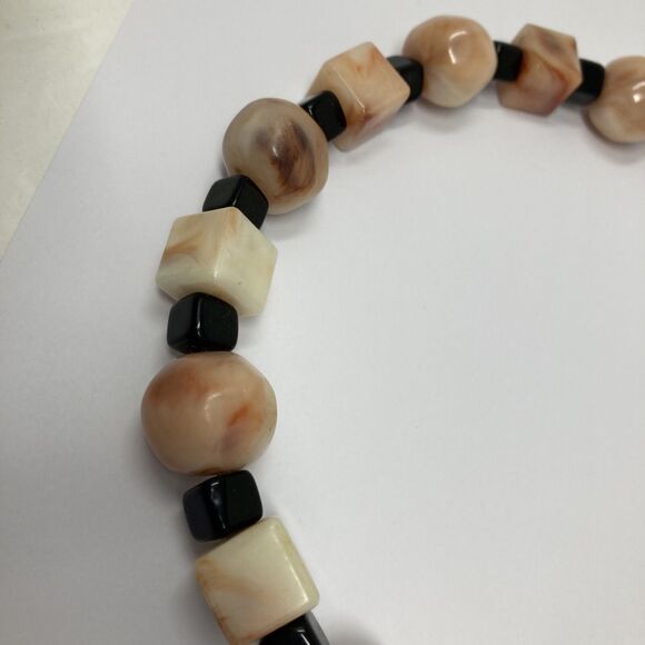 Pauline Rader Chunky Beaded Necklace Choker Style Vintage Earth tones & Black - Picture 5 of 11